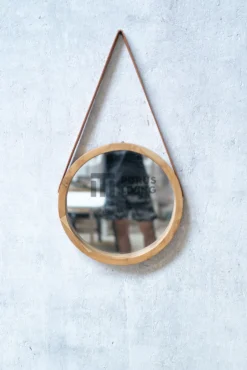 cermin bulat kayu jati-cermin bundar kayu jati-cermin dinding kayu-cermin hias kayu jati