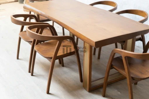 meja makan mewah 6 kursi-meja makan kayu jati-meja makan kayu besar-meja makan jati solid
