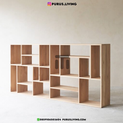 rak buku minimalis dari kayu