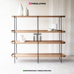 rak besi minimalis kombinasi kayu