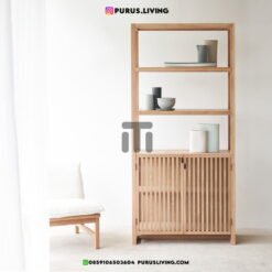 rak pajangan kayu jati minimalis modern