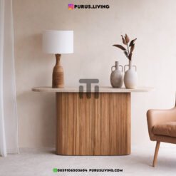 meja marmer ruang tamu unik minimalis kayu jati