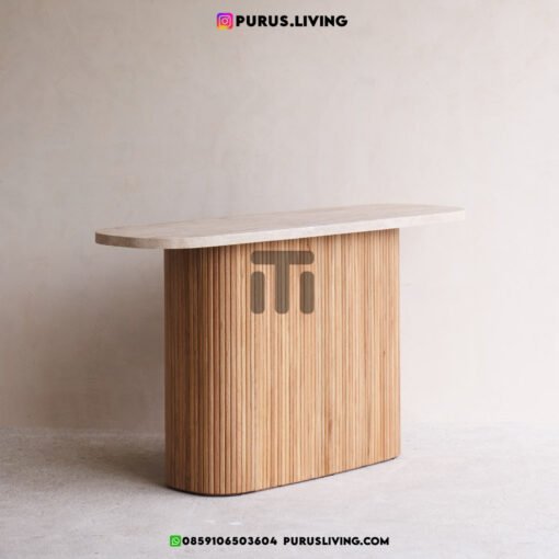 meja marmer ruang tamu unik minimalis kayu jati