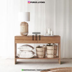 meja laci minimalis ruang tamu kayu jati