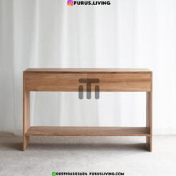 meja laci minimalis ruang tamu kayu jati