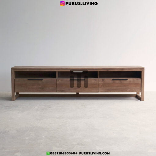 meja tv minimalis kayu jati dengan laci-meja tv minimalis modern terbaru