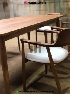 set meja makan minimalis modern kayu jati 6 kursi