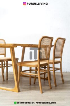dining set rotan minimalis modern kayu jati-meja kursi makan rotan minimalis modern-meja makan minimalis modern