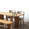 meja makan unik kayu jati solid 2 kursi 1 bangku-set meja makan minimalis kayu jati