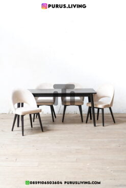 meja makan minimalis modern kayu jati solid 8 kursi