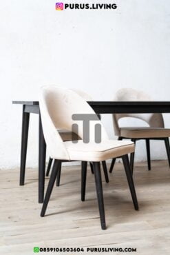 meja makan minimalis modern kayu jati solid 8 kursi