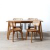set meja makan minimalis kayu jati solid-meja makan minimalis modern 4 kursi