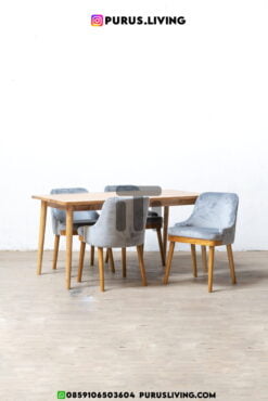 meja makan 4 kursi minimalis modern kayu jati