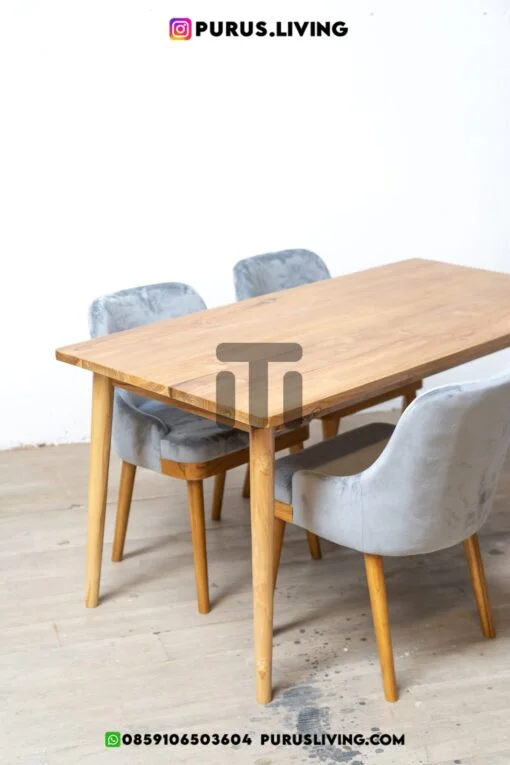 meja makan 4 kursi minimalis modern kayu jati