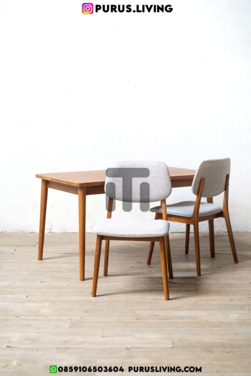 dining set minimalis kayu jati solid-set meja makan 2 kursi