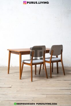 dining set minimalis kayu jati solid-set meja makan 2 kursi