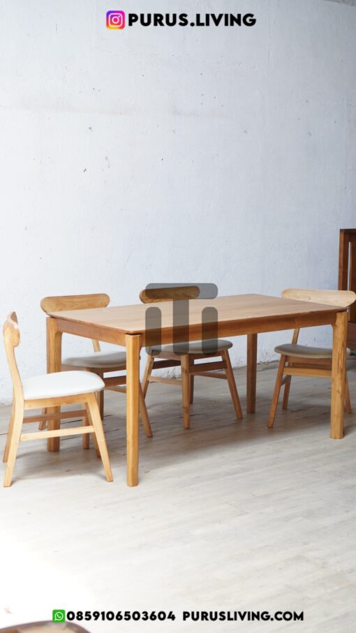 meja makan 6 seater minimalis modern kayu jati solid