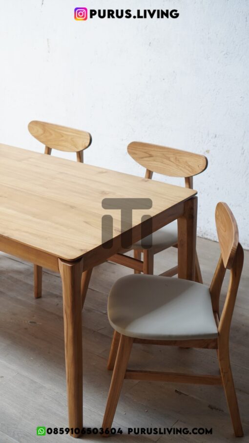 meja makan 6 seater minimalis modern kayu jati solid