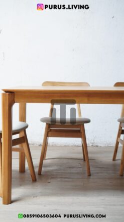 meja makan 6 seater minimalis modern kayu jati solid