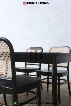 meja makan kursi rotan minimalis modern kayu jati-set meja makan 4 kursi