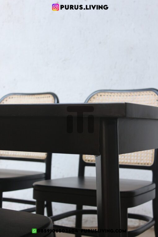 meja makan kursi rotan minimalis modern kayu jati-set meja makan 4 kursi