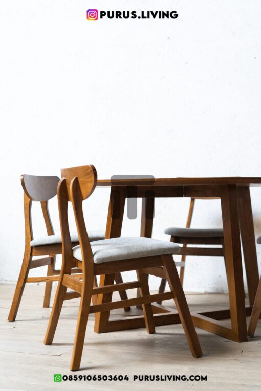 meja kursi cafe minimalis bulat kayu jati-meja makan bulat minimalis kayu jati