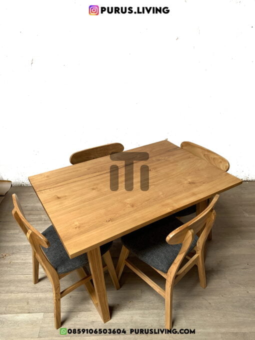 meja makan japandi kayu jati solid