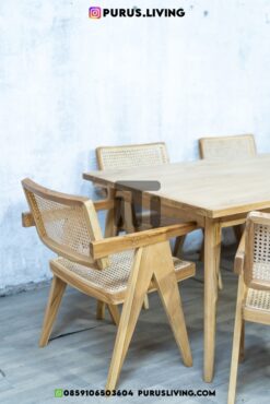 meja makan scandinavian minimalis kayu jati solid