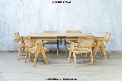 meja makan scandinavian minimalis kayu jati solid