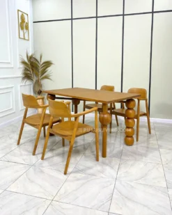 set meja makan kayu jati custom desain
