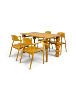 set meja makan kayu jati custom desain