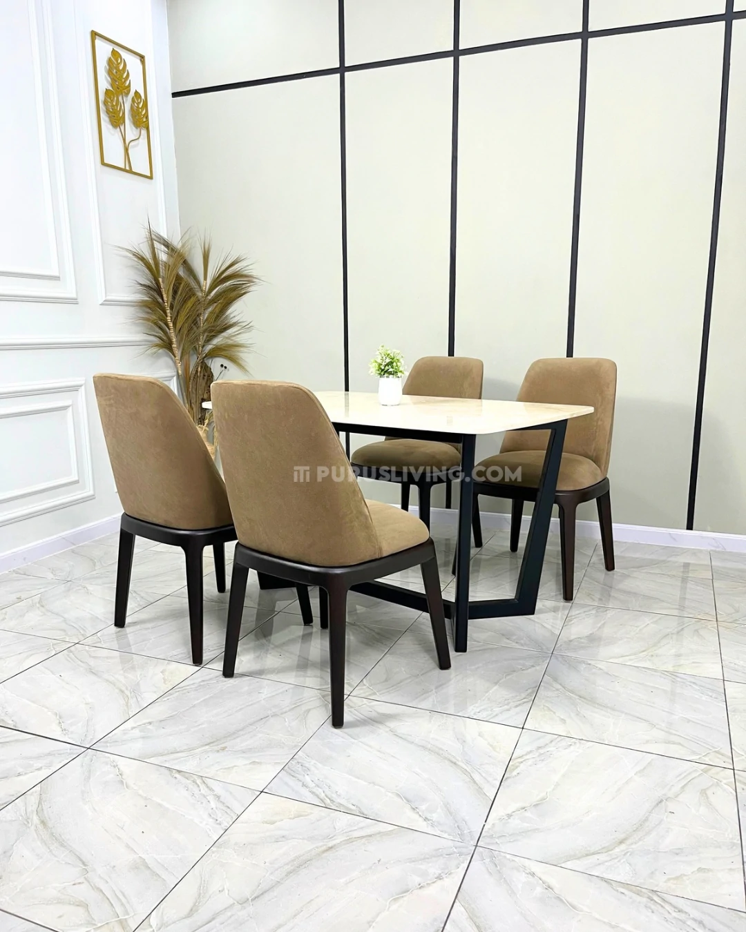 set meja makan marmer minimalis modern