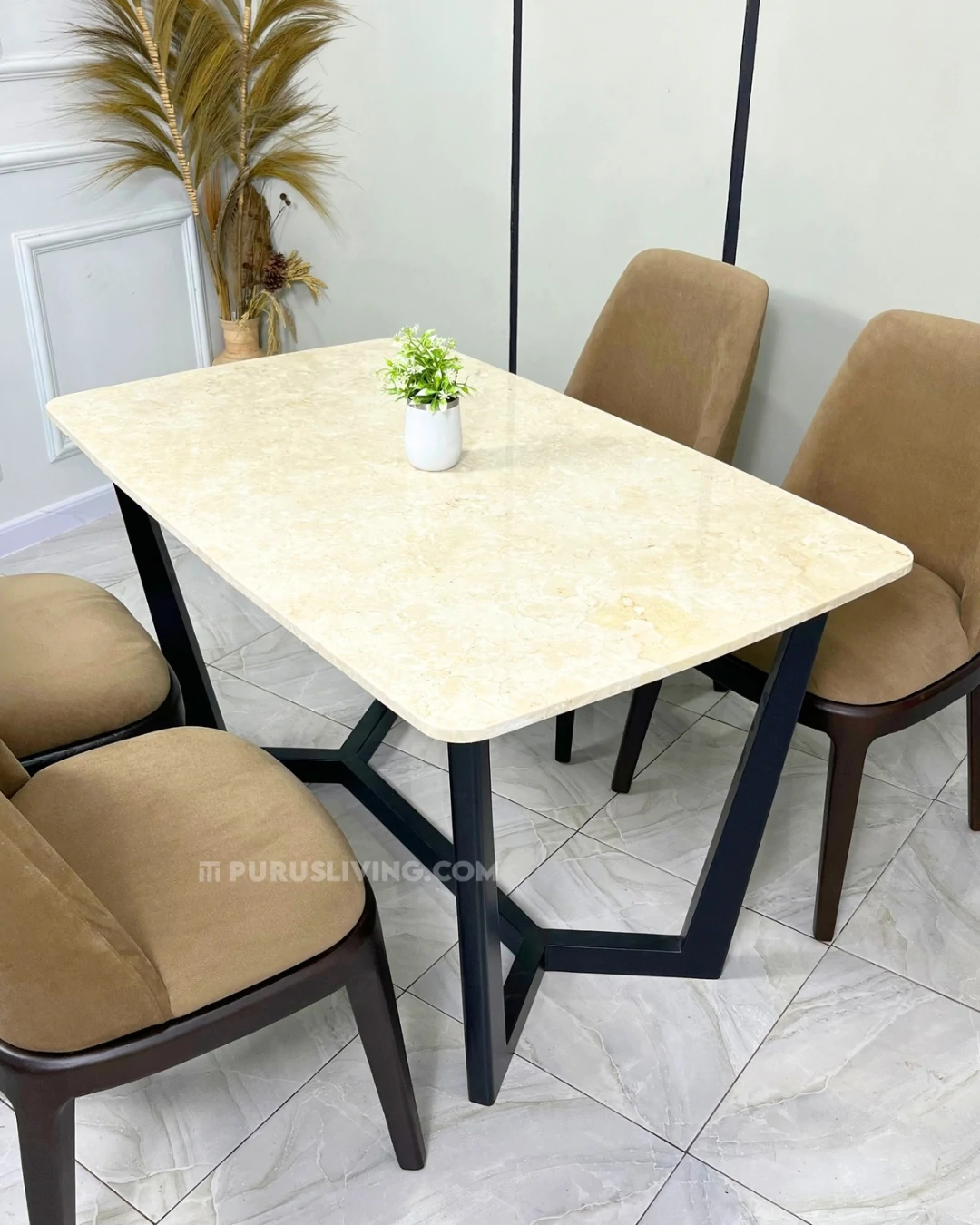 set meja makan marmer minimalis modern