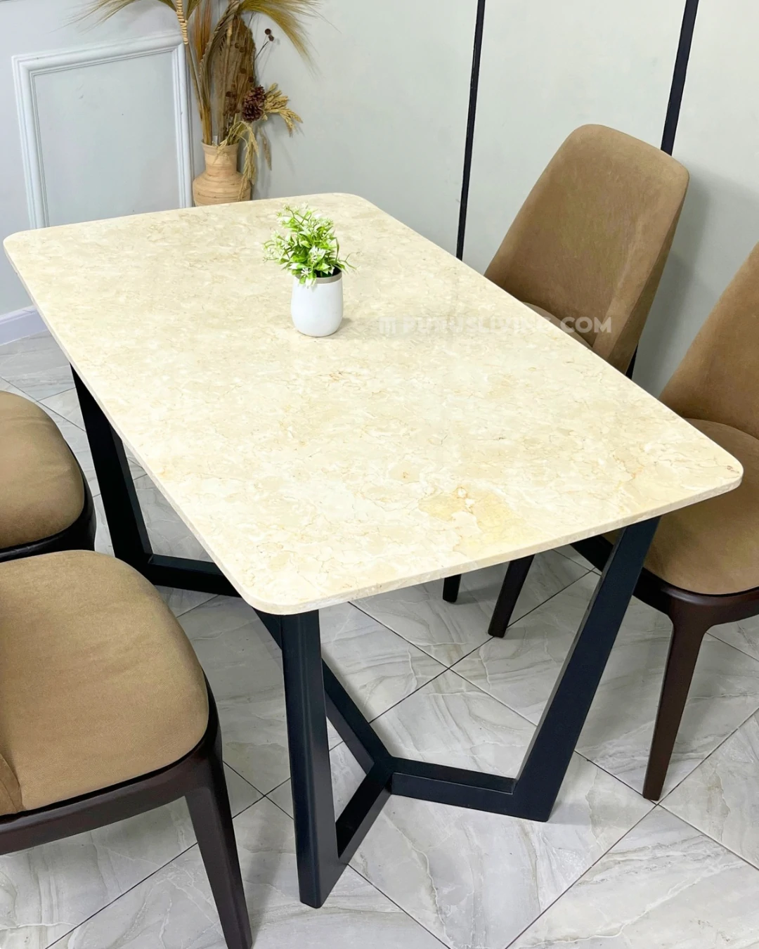 set meja makan marmer minimalis modern
