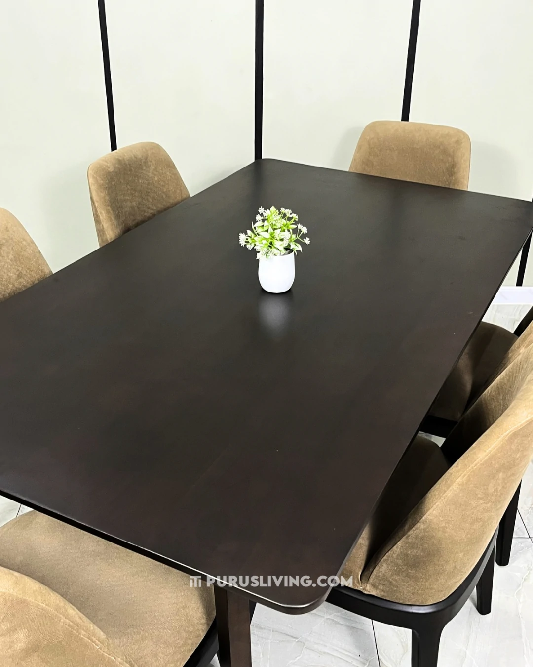 set meja makan minimalis modern kayu jati solid