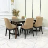 set meja makan minimalis modern kayu jati solid