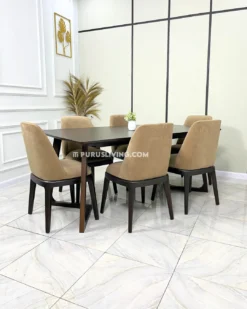 set meja makan minimalis modern kayu jati solid
