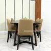 set meja makan minimalis modern kayu jati solid