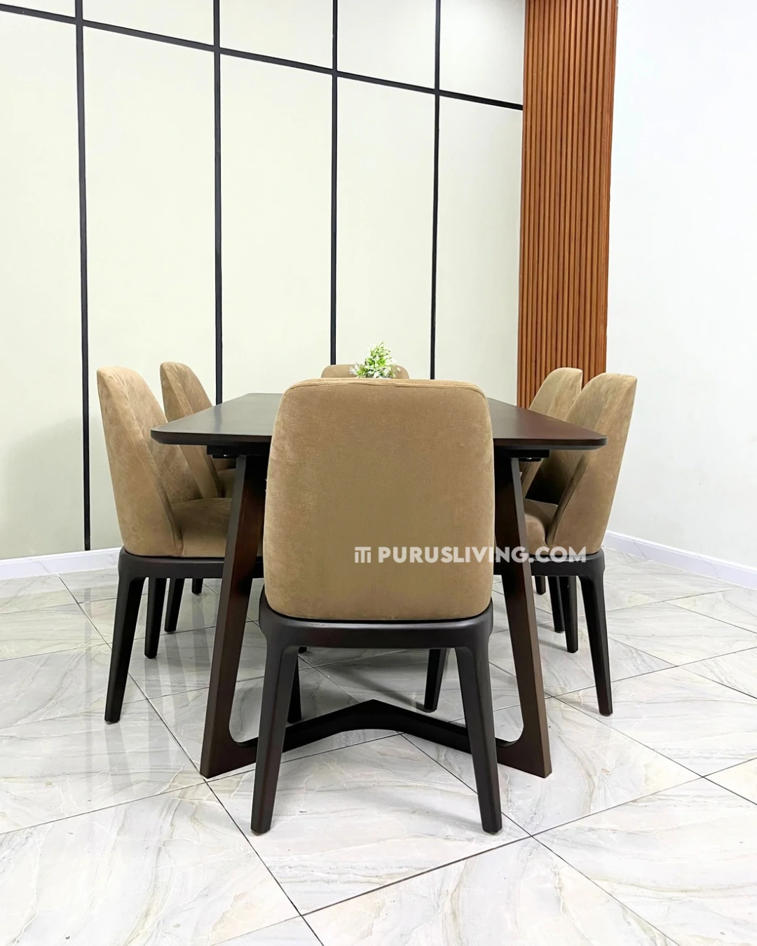 set meja makan minimalis modern kayu jati solid