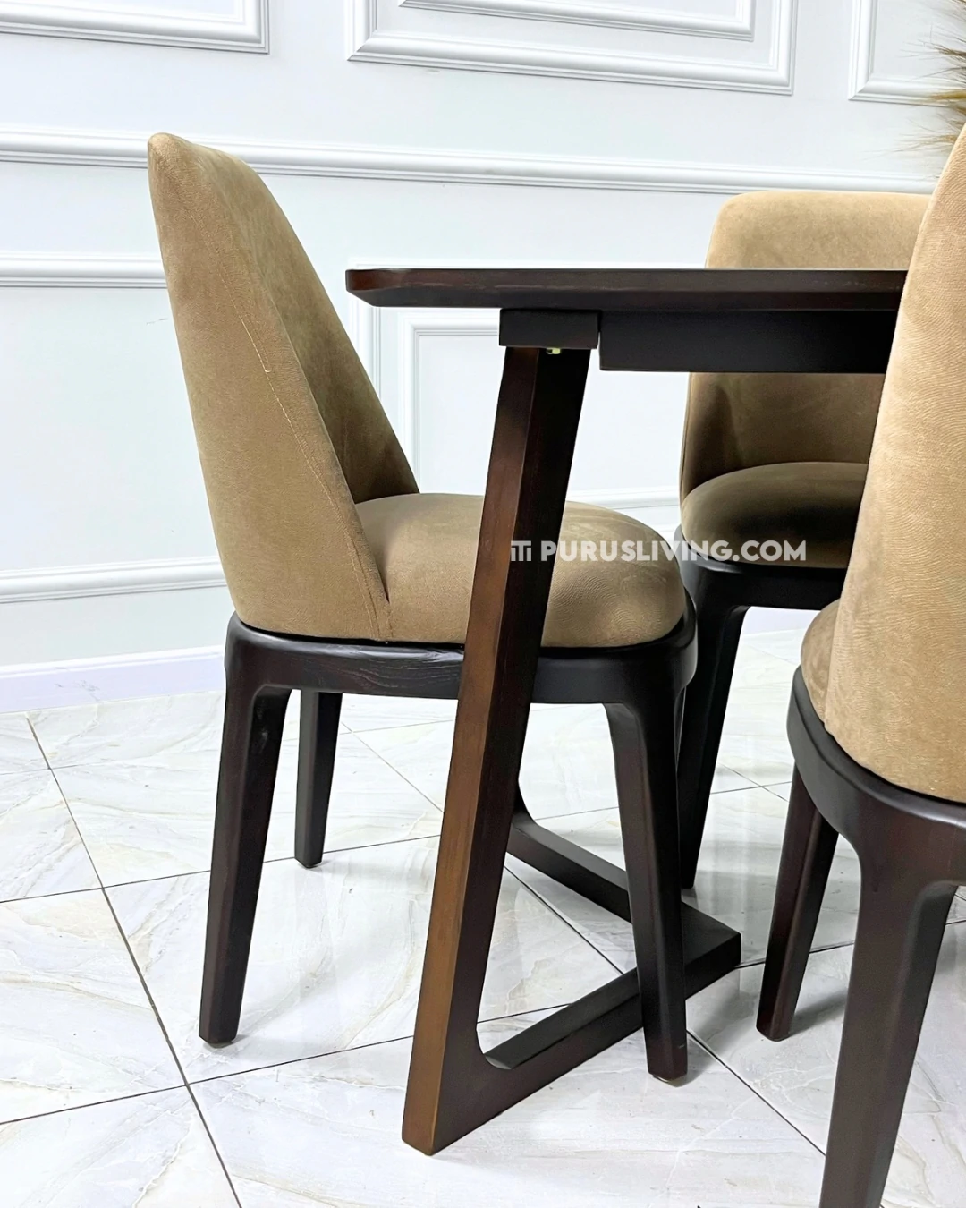 set meja makan minimalis modern kayu jati solid
