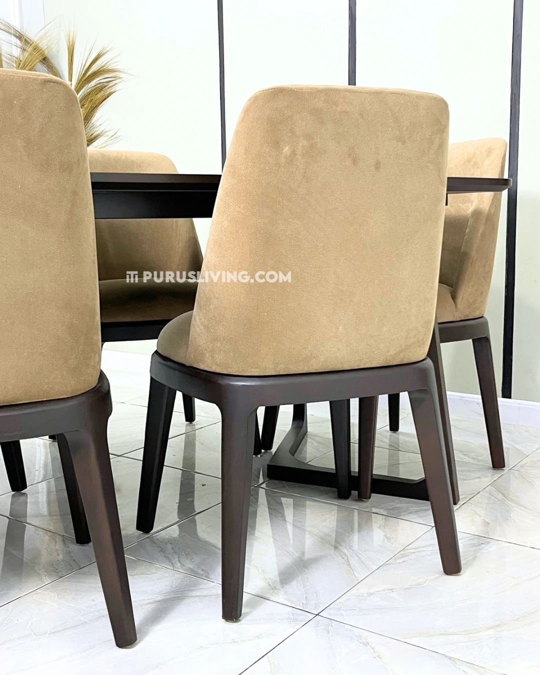 set meja makan minimalis modern kayu jati solid