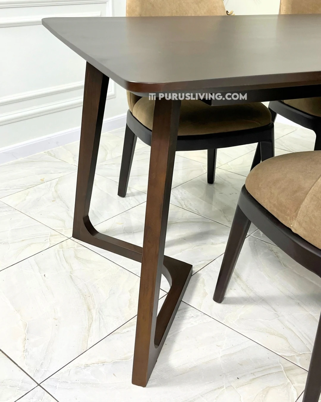 set meja makan minimalis modern kayu jati solid
