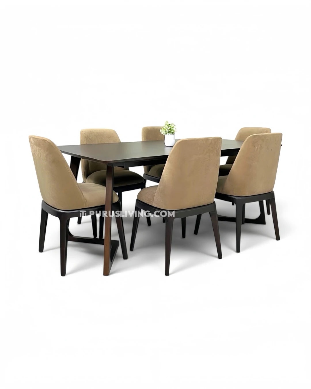 set meja makan minimalis modern kayu jati solid